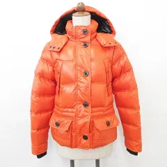 モンクレール MONCLER ジャケット ダウンジャケット スタンドカラー フード ジップアップ リブ ナイロン オレンジ 0