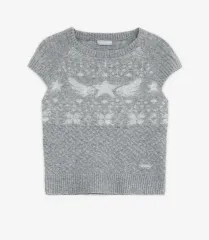 ハグユアースキン スター ウィング ニット トップス 半袖 グレイシー ブルー グレー