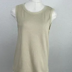 studio CLIP ノースリーブトップス M ベージュ ワッフル生地 綿混 シンプル ナチュラル　20251225-0013