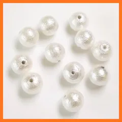 【新品】 juswork(ジャスワーク) コットンパール ビーズ 8mm 30個 片穴 ホワイト 国内検品 丸 玉 穴あり 手芸 材料 アクセサリー パーツ ハンドメイド ピアス イヤリング ネックレス 大容量 パール 軽量