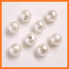 【新品】 juswork(ジャスワーク) コットンパール 10mm 30個 片穴 ホワイト 国内検品 丸 玉 穴あり 手芸 材料 アクセサリー パーツ ハンドメイド ピアス イヤリング ネックレス 大容量 パール 軽量