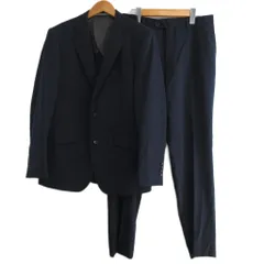 パーフェクトスーツファクトリー P.S.FA コレクションモデル ウール シングルスーツ セットアップ ストライプ 2B ビジネス フォーマル 98 AB6 紺 ネイビー系