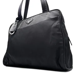 正規品 PRADA プラダ ハンドバッグ トートバッグ 三角ロゴ プレート 白タグ 南京錠 キーリング ファスナー開閉 肩掛け可 レディース ブラック