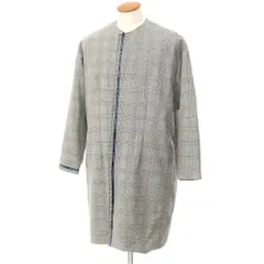 【中古】エヌハリウッド N.HOOLYWOOD ウール グレンチェック ノーカラーコート ブラックxアイボリー【サイズ38】【メンズ】のサムネイル
