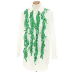 【中古】コムデギャルソンオムプリュス COMME des GARCONS HOMME PLUS 2024年春夏 ポリエステル リーフ ロング カジュアルシャツ ホワイトxグリーン【サイズM】【メンズ】