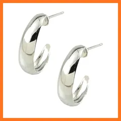 【新品】 [ジュエリーショップエム] 日本製 G型 スタッド フープピアス チタンポスト ピアス シンプル レディース 金属アレルギー対応 シルバー Cタイプ 0