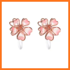 【新品】 [SEIYA INTERNATIONAL] イヤリング レディース ピアス風 ノンホールピアス フェイクピアス イヤーカフ 揺れる 桜 花 蝶 ノンホール 樹脂 クリップタイプ 両耳セット (フラワー)