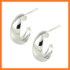 【新品】 [ジュエリーショップエム] 日本製 G型 スタッド フープピアス チタンポスト ピアス シンプル レディース 金属アレルギー対応 シルバー Bタイプ 0