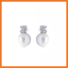 【新品】 Zynzonis 淡水パールピアス レディース ギフト 上品ジュエリー (シルバー × バロックパール) 1