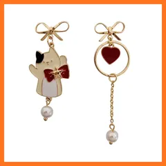 【新品】 ピアス 花 和風 チェーンピアス 非対称 レーディス 人気 メッキ 金属アレルギー対応 パール 琺瑯 非対称 立体 大人可愛い ロングピアス 花 ぴあす プレゼント 彼女 アクセサリー 耳飾り (Color 1) 0