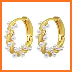 【新品】 ゴールドパールフープ イヤリング ゴールドメッキ スターリングシルバー 0