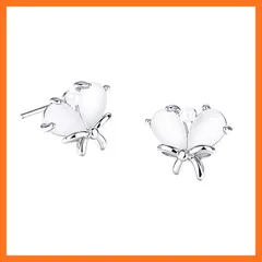 【新品】 Umiwe S925シルバー ピアス レディース リボン 蝶ネクタイ キャッツアイ オパール モチーフ 猫目石 ジェムストーン 繊細 デザイン 金属アレルギー対応 つけっぱなし 就寝可能 ニッケルフリー 敏感肌 小さめ シンプル おしゃれ 上品  0