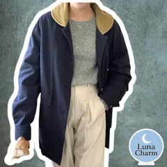 ハンティング ジャケット 丸襟 レディース 切り替え ネイビー