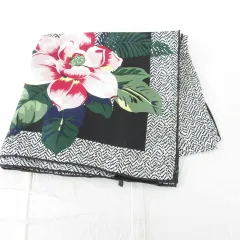 バナナリパブリック BANANA REPUBLIC 大判スカーフ シルク 総柄 花柄 黒 白 *T338