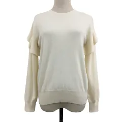 オペークドットクリップ OPAQUE.CLIP FILIVIVI セーター ニット プルオーバー クルーネック フリル 無地 長袖 36 S 白 ベージュ ホワイト