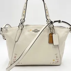 美品● COACH コーチ 2way ハンドバッグ ショルダーバッグ 花柄 ホワイト レザー