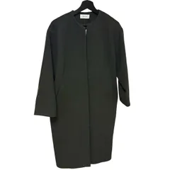  レディースノーカラーロングコート Mila Owen（ミラ オーウェン） ノーカラー（襟なし） ロング丈・ストレートシルエット ブラック  【ZK62】