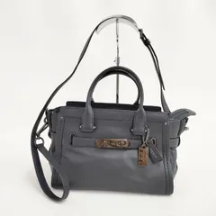COACH ソフトスワッガー 2way ショルダー付き トートバッグ ネイビー 濃紺 レディース コーチ【中古】6-0111G∞