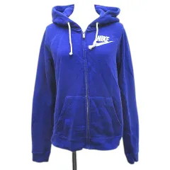ナイキ NIKE 長袖 スウェット パーカー ジャケット L 青系 ブルー ジップアップ ロゴ プリント リブ