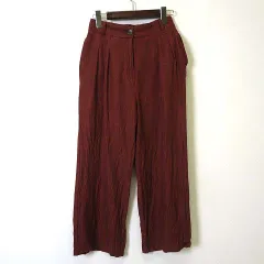 センスオブプレイス バイ アーバンリサーチ Sense of Place by Urban Research パンツ ワイドパンツ 麻 リネン コットン タック アンクル丈 ストレート S 茶 ブラウン