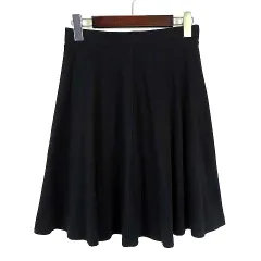 ユニクロ UNIQLO スカート フレアスカート ジャージー ストレッチ ひざ丈 S 黒 ブラック