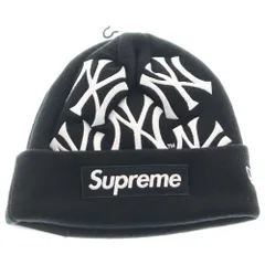 SUPREME (シュプリーム) 21AW ×New Era New York Yankees Box Logo Beanie ニューエラ ニューヨークヤンキース ボックスロゴ ビーニー ニット帽 帽子 ブラック
