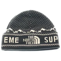 SUPREME (シュプリーム) 18AW ×THE NORTH FACE Expedition Fold Beanie ノースフェイス ロゴ フォールド ビーニー ニット帽 帽子 ブラック NN41803I