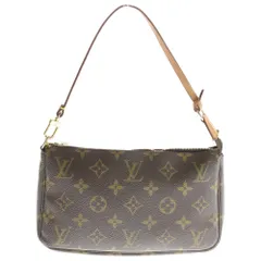 LOUIS VUITTON (ルイヴィトン) モノグラム ポシェットアクセソワール ハンドバッグ ミニポーチ ブラウン レザー×PVC M51980 ゴールド金具