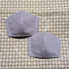 ハンドメイド、子供用立体マスク、グレー、2点セット、小学生〜