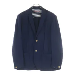 BURBERRY BLACK LABEL (バーバリー ブラックレーベル) 金ボタン 2B コットン テーラードジャケット スウェット地 ネイビー D1P10-709-29