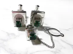 天然石 エメラルドタイピン・カフスボタンセット　　260101052