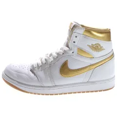 NIKE (ナイキ) WMNS AIR JORDAN 1 RETRO HIGH OG METALLIC GOLD ウィメンズ エアジョーダン1 レトロ ハイ OG ハイカットスニーカー ホワイト/ゴールド US9.5/26.5cm FD2596-107