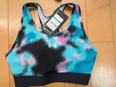 【在庫限り/新品未使用品】アンダーアーマー（UNDER ARMOUR）ミッドプリント（ランダム模様）　柄が1点もの❢  サイズ：L　トップ：84-90cm  アンダー：72-78㎝  トレーニングブラ　タンクトップ(ブラック）付　No.1