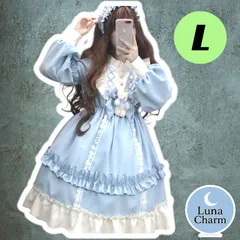 ロリータ ワンピース ブルー 水色 パステル 膝丈 ワンピース ゴスロリ ドレス レディース 仮装 コスプレ 衣装