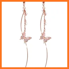 【新品】 [SEIYA INTERNATIONAL] イヤリング レディース ピアス風 ノンホールピアス フェイクピアス イヤーカフ 揺れる 桜 花 蝶 ノンホール 樹脂 クリップタイプ 両耳セット (蝶 ツイスト ピンク)