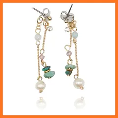 【新品】 ターコイズとパール 国内メッキ ピアス ゴールド 0