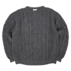 エルエルビーン L.L.Bean 80s 90s 80-90年代 フィッシャーマンニット アランセーター アイルランド製 厚手 オールド USA ヴィンテージ アメリカ 古着 メンズ ニット・セーター チャコールグレー XL【中古】