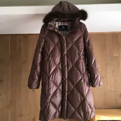 美品　BURBERRY LONDON バーバリーロンドン 高級　ファー　ロング　ダウン コート 裏地ノバチェック４２