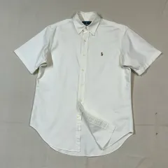M) ポロラルフローレン クラシックフィット 白 半袖 オックスフォード シャツ