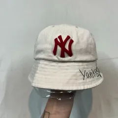 MLB NEW YORK YANKEES 刺繍 バケットハット 帽子 アイボリー
