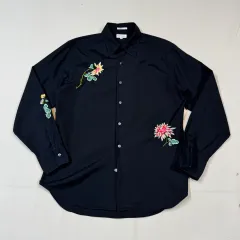 ポール・スミス フラワー 刺繍 ブラック シャツ
