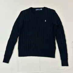 ポロ ラルフローレン ケーブル編み ケーブル ケーブル編み Vネック ニット 新モデル QRタブ
