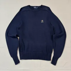 S) ポロラルフローレン ポロベア ヘビーコットン ラウンドネック ニット ネイビー