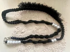 パラコード　スマホ　ショルダー　ストラップ　ハンドメイド　フリルリボン　パールビーズ