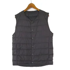 ライフ＆ワークデザイン LIFE&WORK DESIGN ダウンベスト 軽量 ライトダウン インナーダウン ノーカラー M ダークグレー