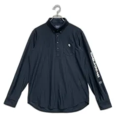 中古 メンズ パーリーゲイツ PEARLY GATES 長袖ポロシャツ 5(L) 濃紺 ネイビー ボタンダウン ストライプ