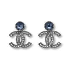 【新品・未使用】シャネル CHANEL ピアス ココマーク ロゴ シルバー ブルー ラインストーン ABG156 レディース アクセサリー 箱付