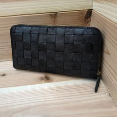 新品未開封 博多織 「琥珀」 レザー 長財布 近江屋 セピアブラック