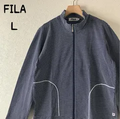 FILA ストレッチボーダー ジップジャケット 薄手 美品 L　スポーツ ゴルフ ジャンパー