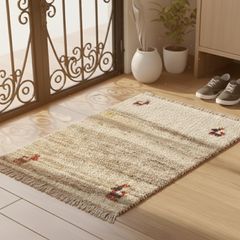 ギャッベ 玄関マット 本物 手織り ロリバフ ペルシャ絨毯 ギャベ ラグ